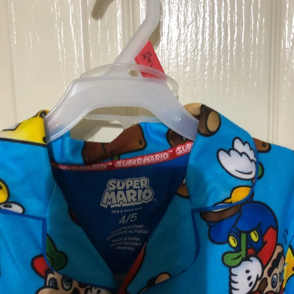 2piece Super Mario blue red long sleeve pajama top and pant set size small (6/7)